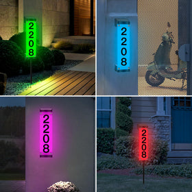 Tomskiko Solar Address Sign package includes digits, letters, and templates