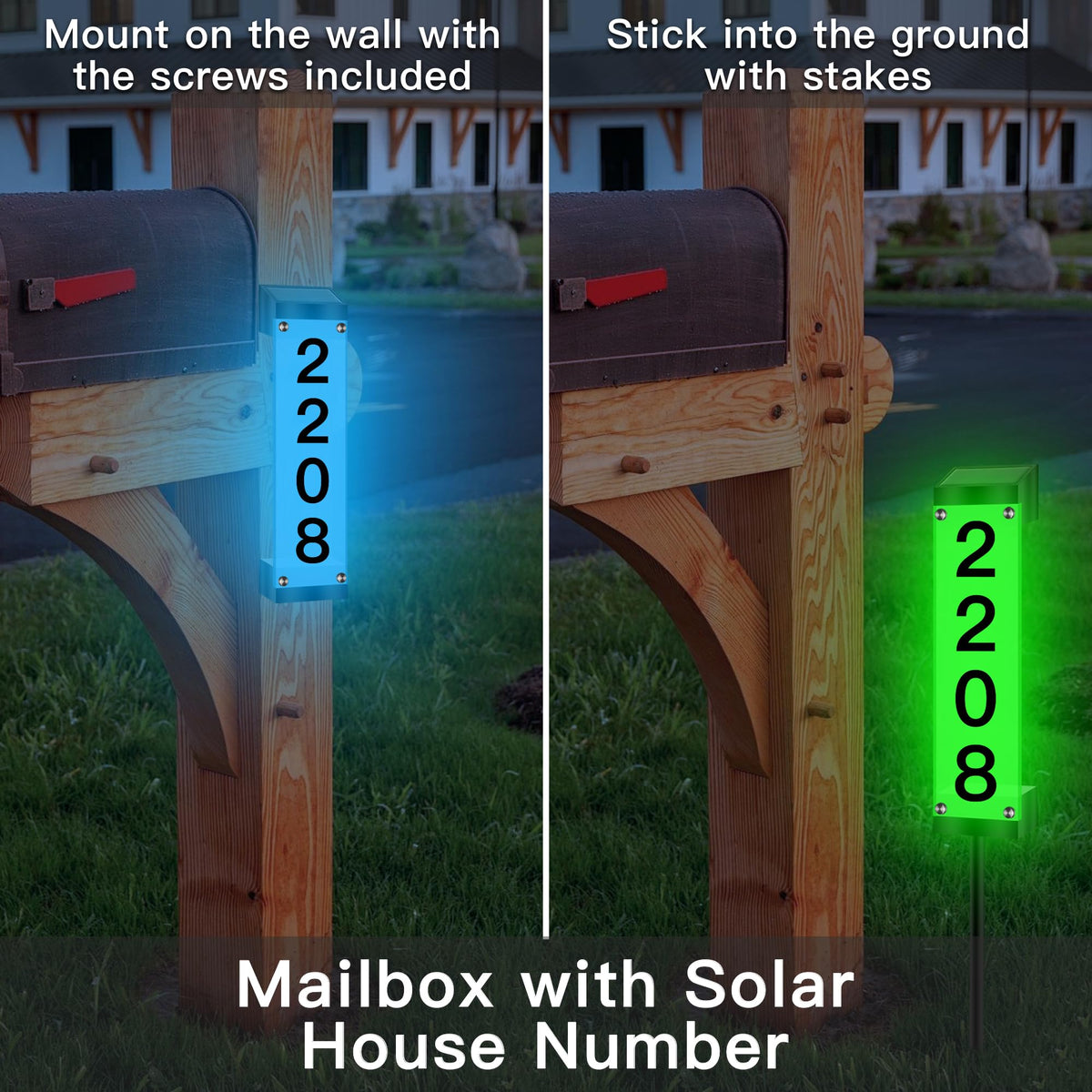 Tomskiko Solar Address Sign stake for stable outdoor installation