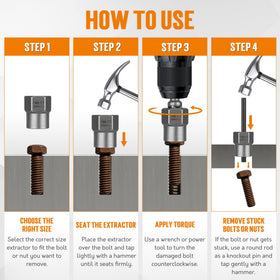 TONDA bolt extractor kit in use removing a rounded bolt.