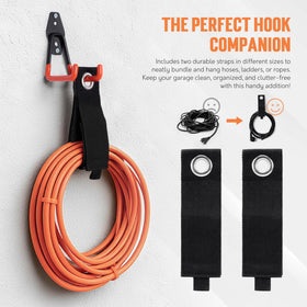TONDA Extension strap hooks organize cords for quick reach.