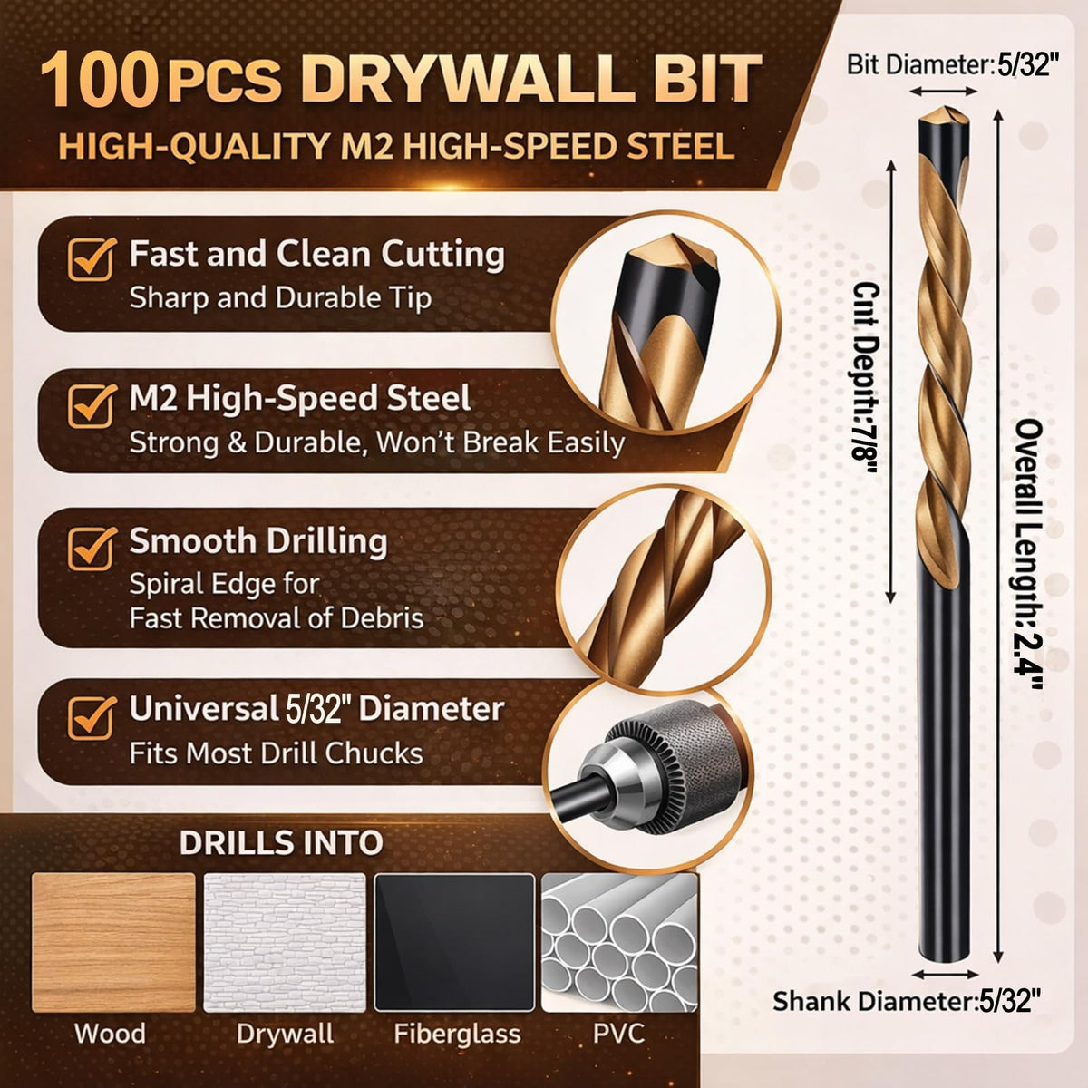 Tondiamo 5-32in drywall rotor tip shank ready for precise spiral saw compatibility