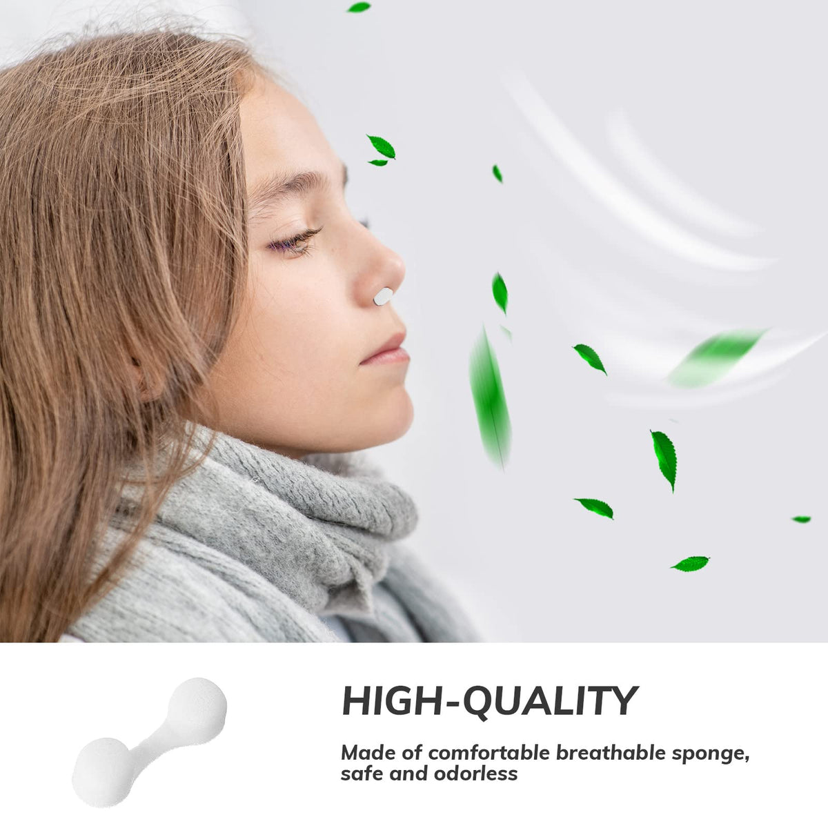 Soft odorless sponge nose plug filter for comfortable all-day wear