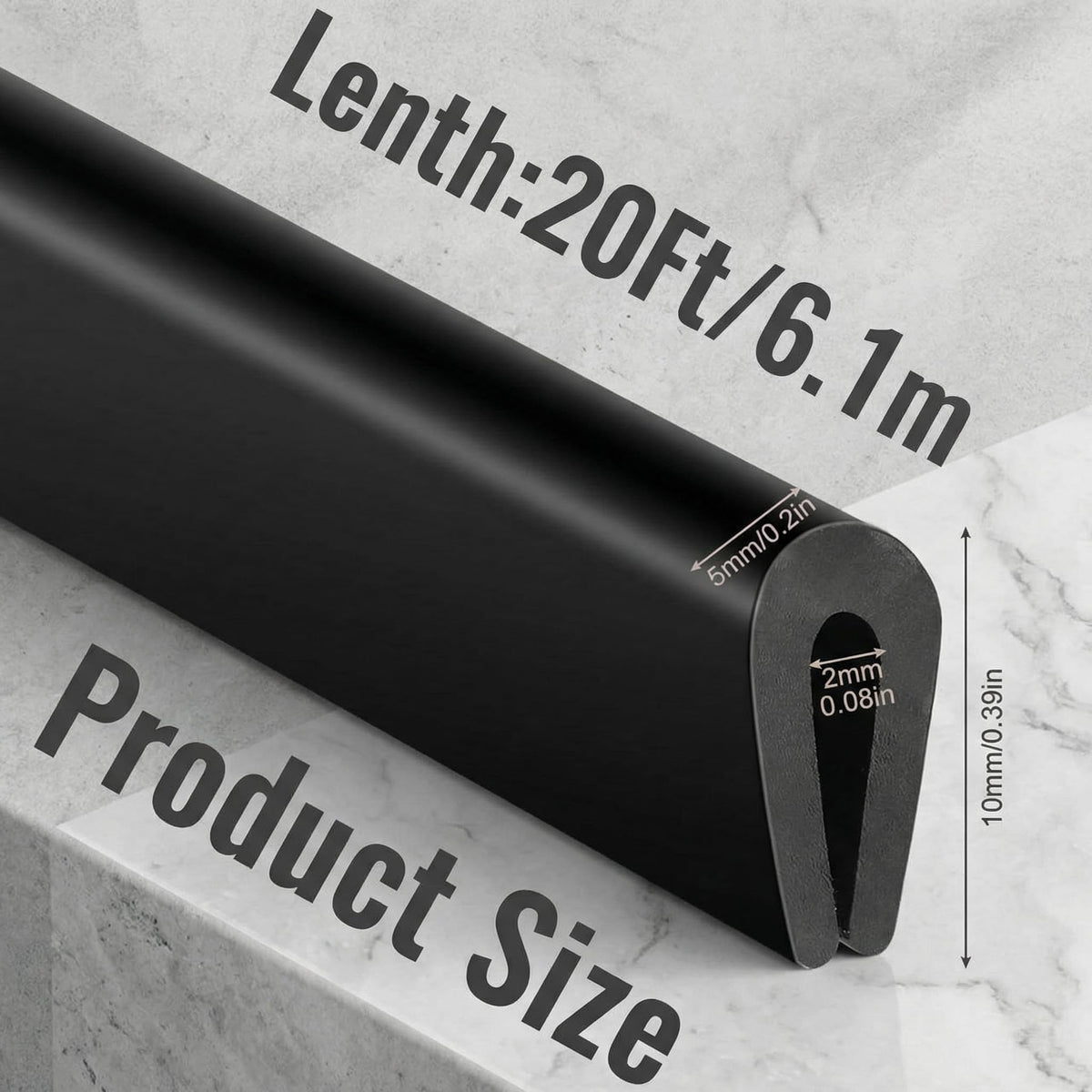 Tondiamo rubber U channel edge trim shows flexible bend capability for tight corners.