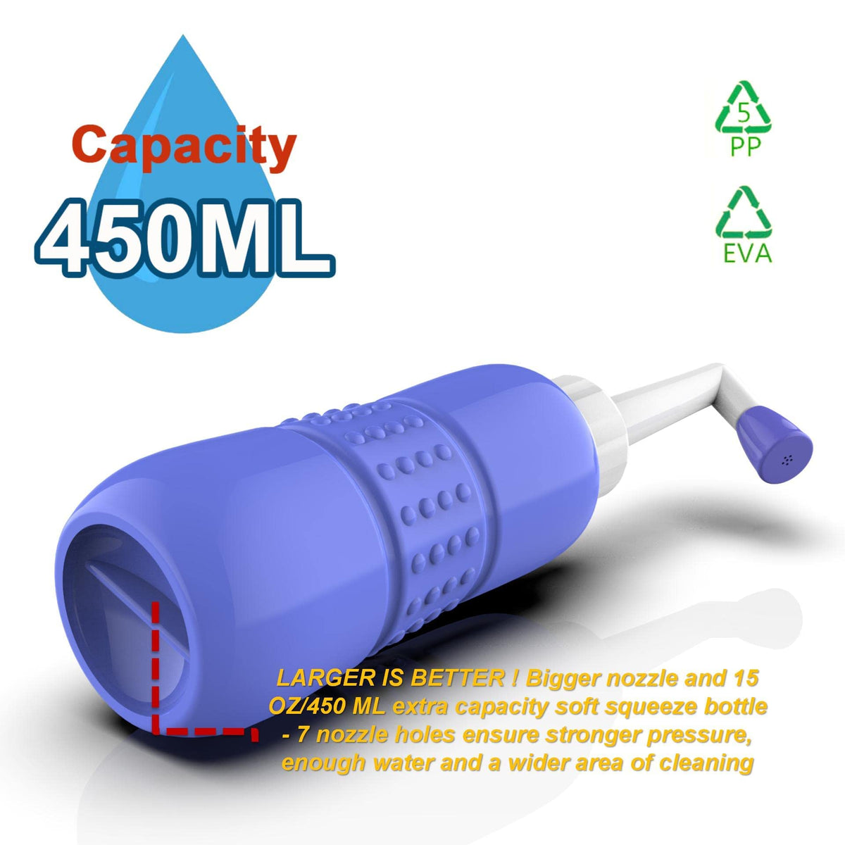 Soft squeeze bottle with ergonomic grip for comfortable handling