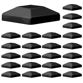 TonGass 24-pack black 4x4 post cap on a wooden post for weather protection.