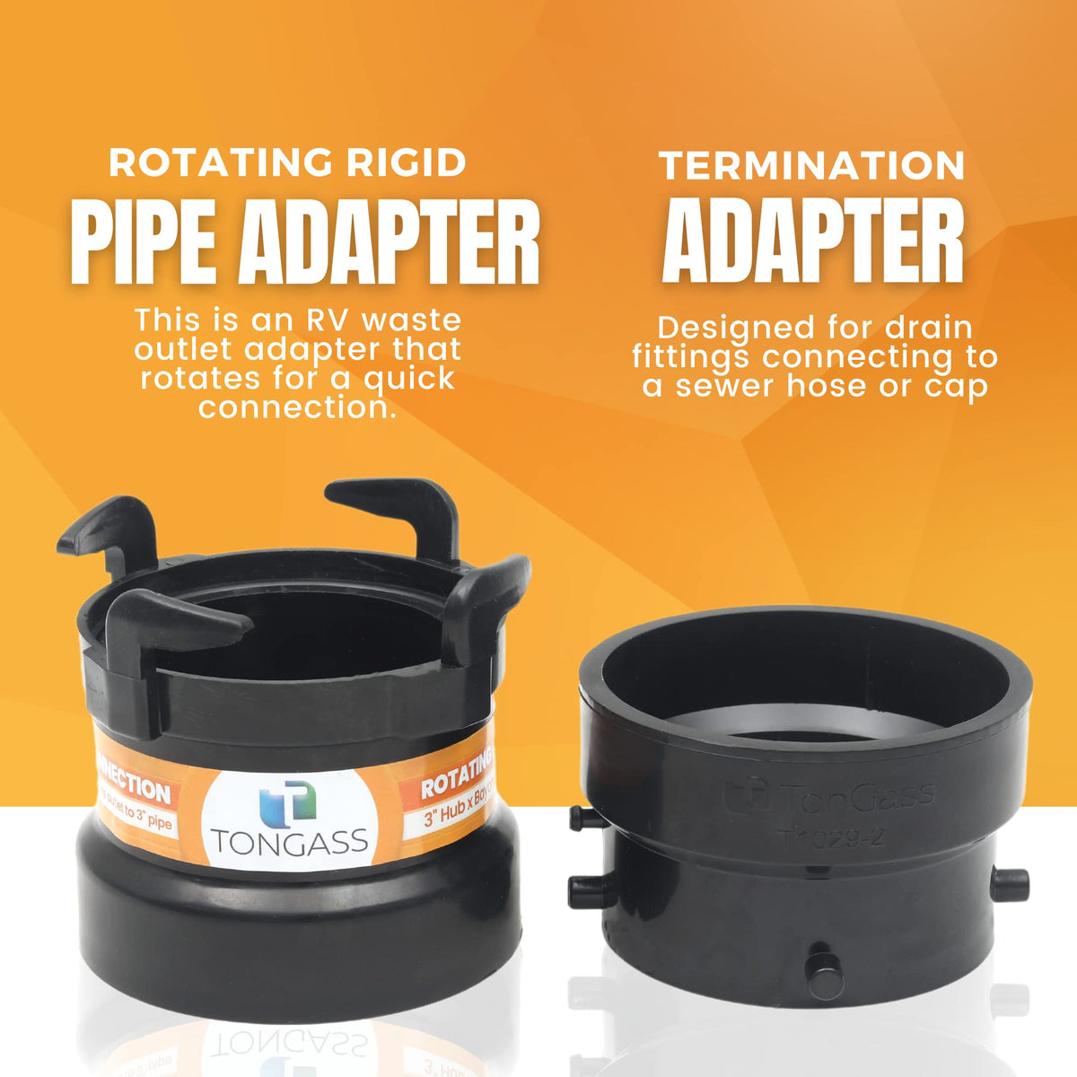 TonGass adapters compatible with ABS and PVC with proper adhesive