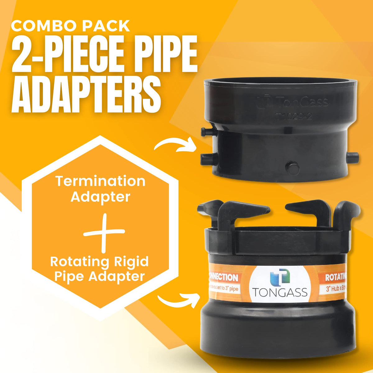 TonGass termination adapter for secure sewer hose end