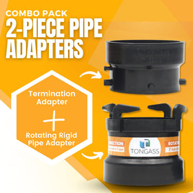 TonGass termination adapter for secure sewer hose end