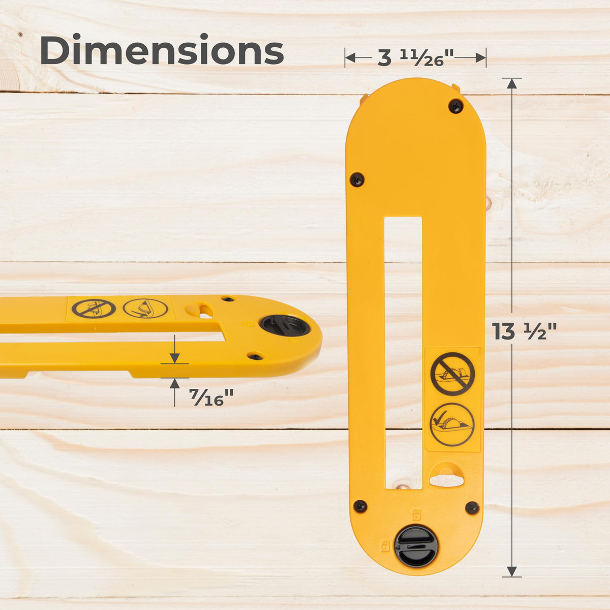 TonGass plate locks in place like stock, reducing movement during heavy-duty table saw work.