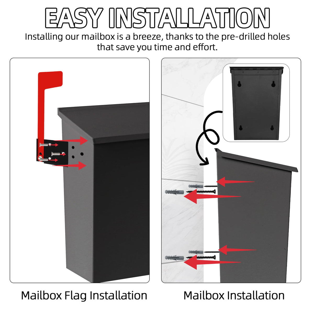 TonGass mailbox under eave setup demonstrates versatile outdoor placement.
