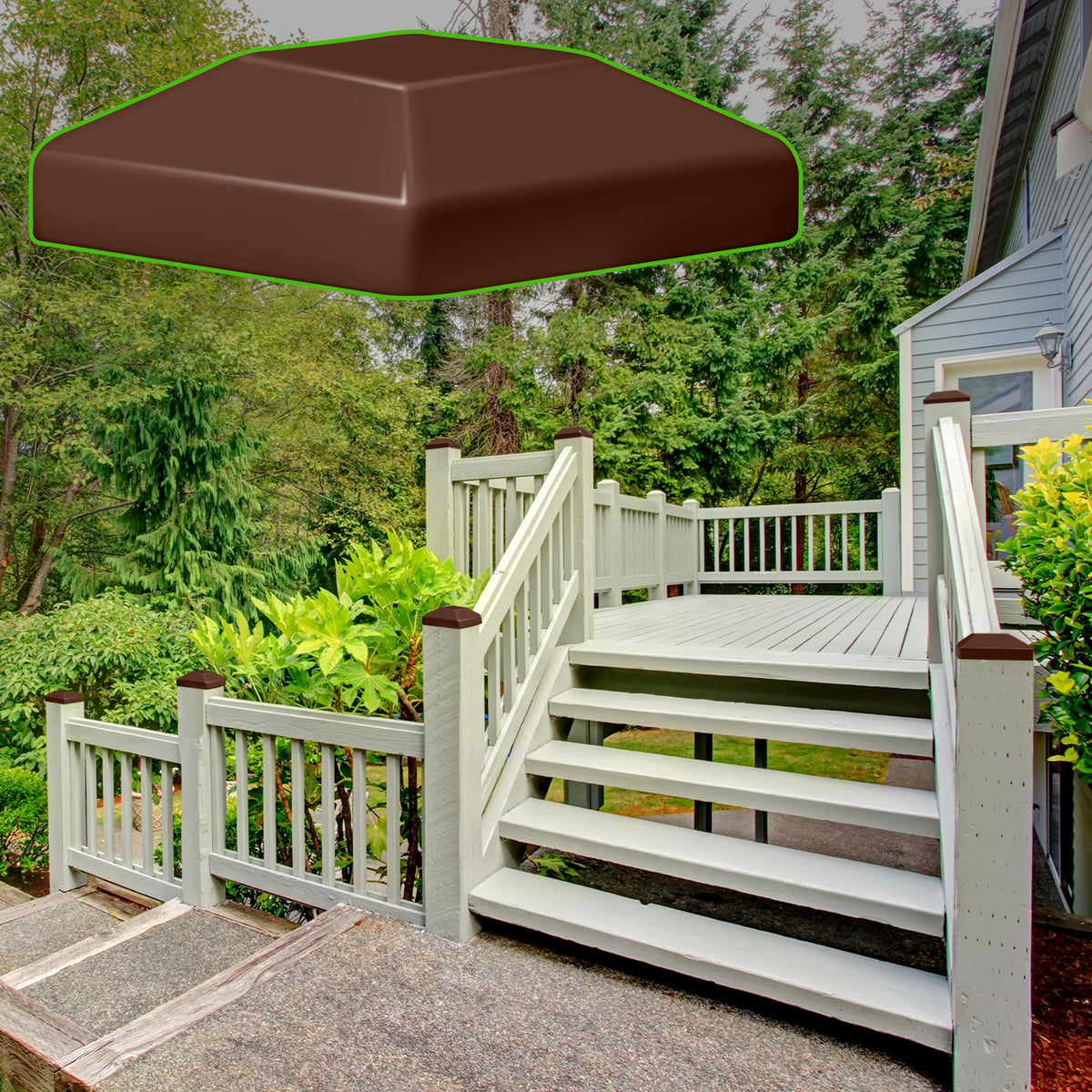TonGass weatherproof cap adds a clean, timeless touch to outdoor wood.