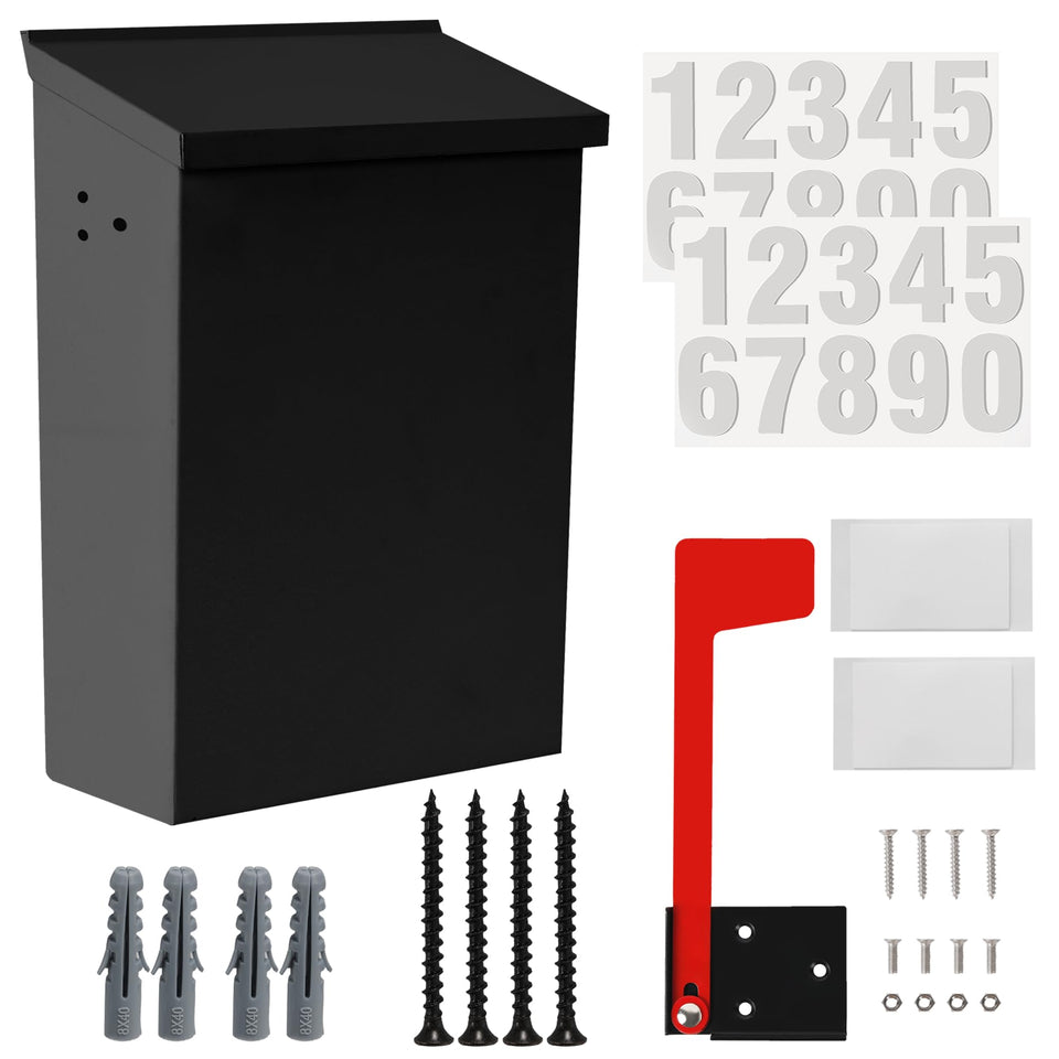 TonGass wall-mount mailbox front view shows customizable embossed panel for personalization.