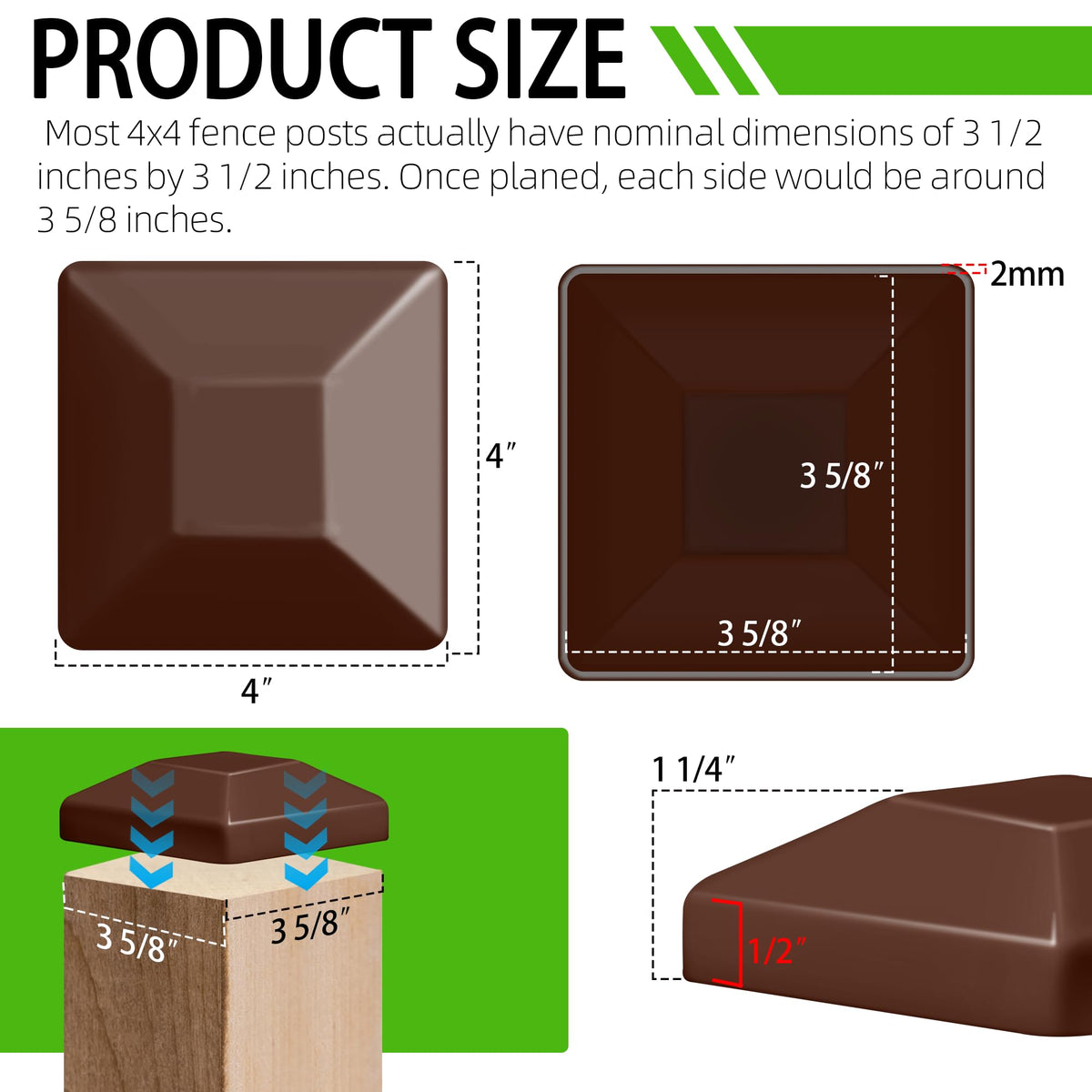 TonGass 4x4 post cap covers deck posts with UV-resistant, weatherproof plastic.