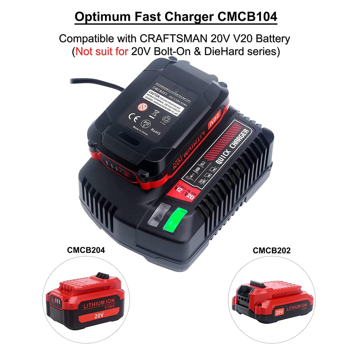 Tongshcorp CMCB104 with Craftsman 20V Max compatibility and battery range