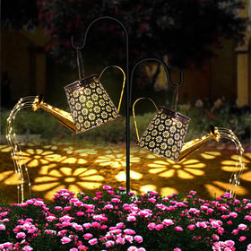 Tonitrui solar watering can lights in a 2-pack brighten garden evenings