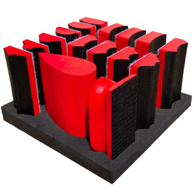 Tonmp 16-piece contoured sanding blocks set assembled for versatile woodworking projects.