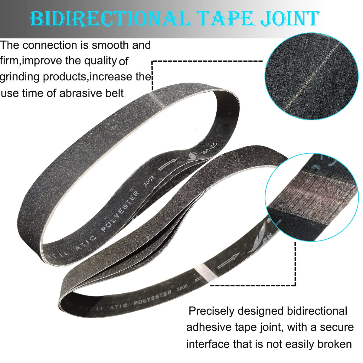 Tonmp 18-pack silicon carbide sanding belts 240 grit for smoothing stone, glass, and plastics