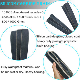 Tonmp 18-pack silicon carbide sanding belts 400 grit for metal finishing and hobby projects