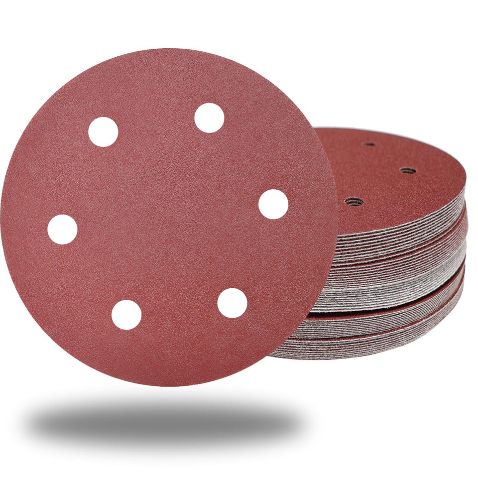 Tonmp 50-piece 9-inch 6-hole sanding discs for clean drywall and wood finishing.