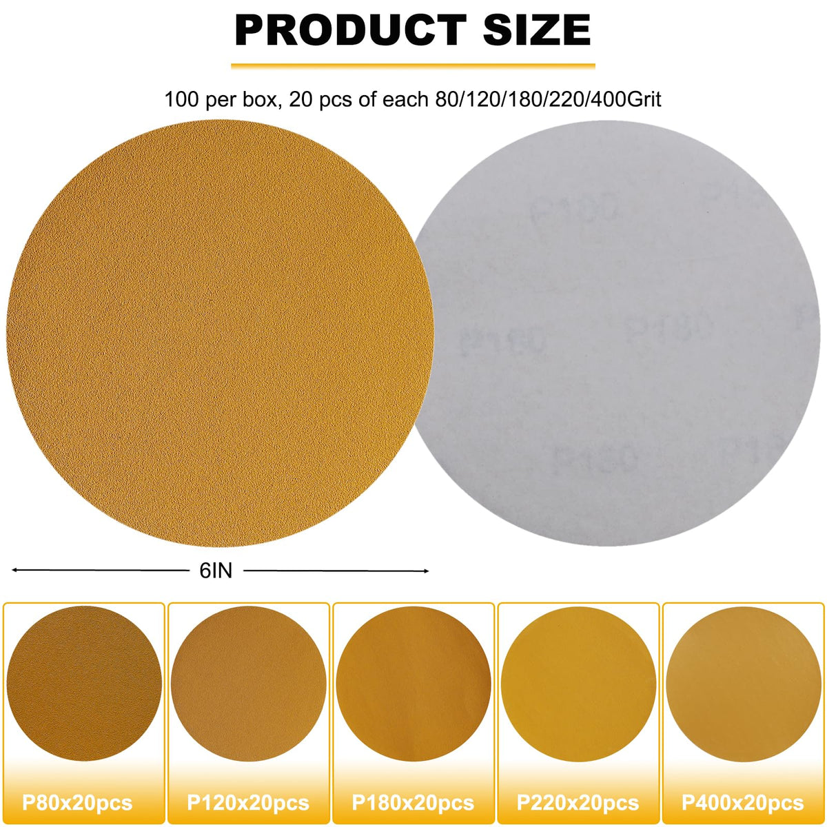 Tonmp 6-inch gold PSA disc with strong adhesion for stable sanding