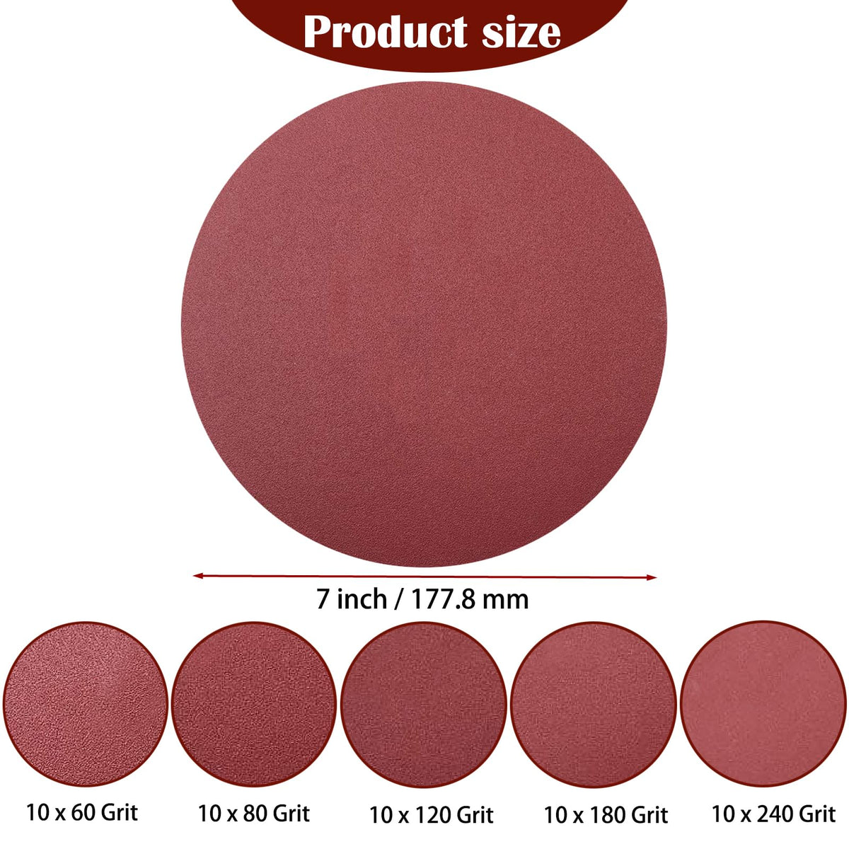 Tonmp 60-grit 7-inch disc pack for aggressive drywall material removal.