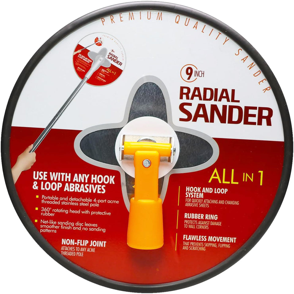 Tonmp drywall sander with 360° swivel head enables versatile, smooth sanding.