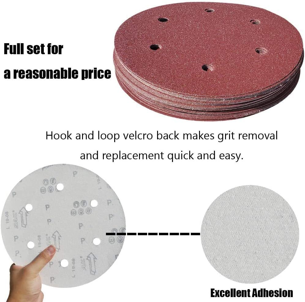 Tonmp 9-inch sanding discs compatible with drywall sanders and dust extraction.