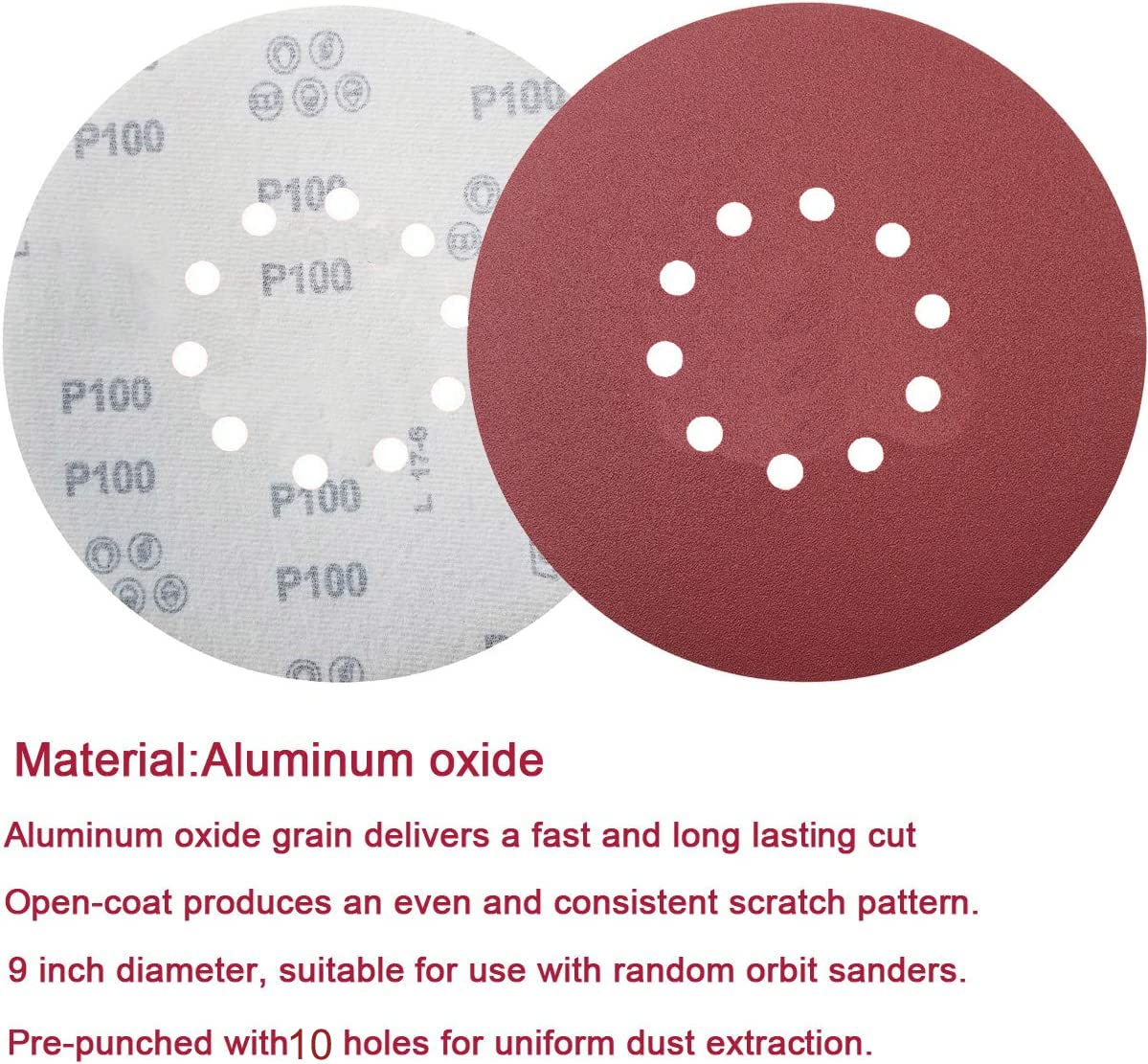 Tonmp 9-inch 120-grit disc with durable aluminum oxide for refined finish.