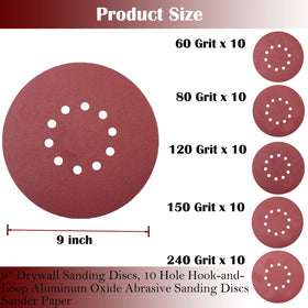 Tonmp 9-inch 80-grit disc layered pack for versatile sanding tasks.