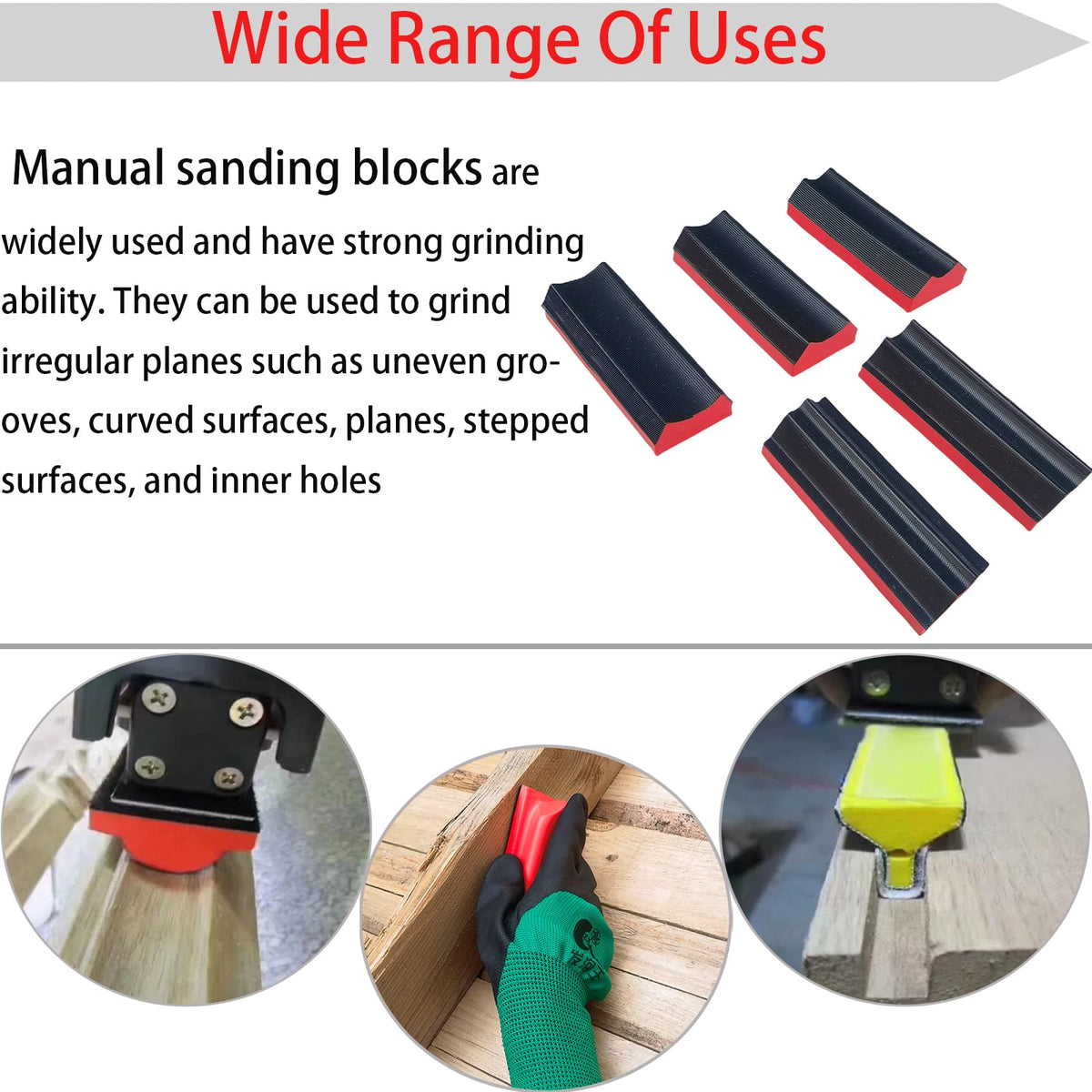 Tonmp soft-durable foam sanding block provides gentle contact with delicate surfaces.