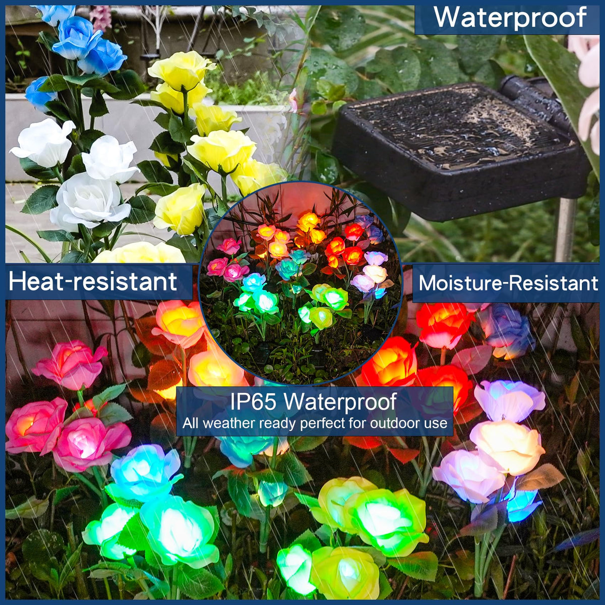 TONULAX rose lights feature an upgraded large solar panel