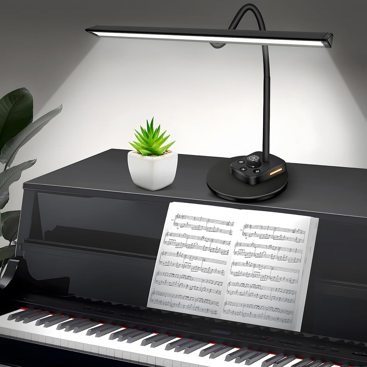 TonyEst Piano Light with extended gooseneck illuminates piano keys clearly