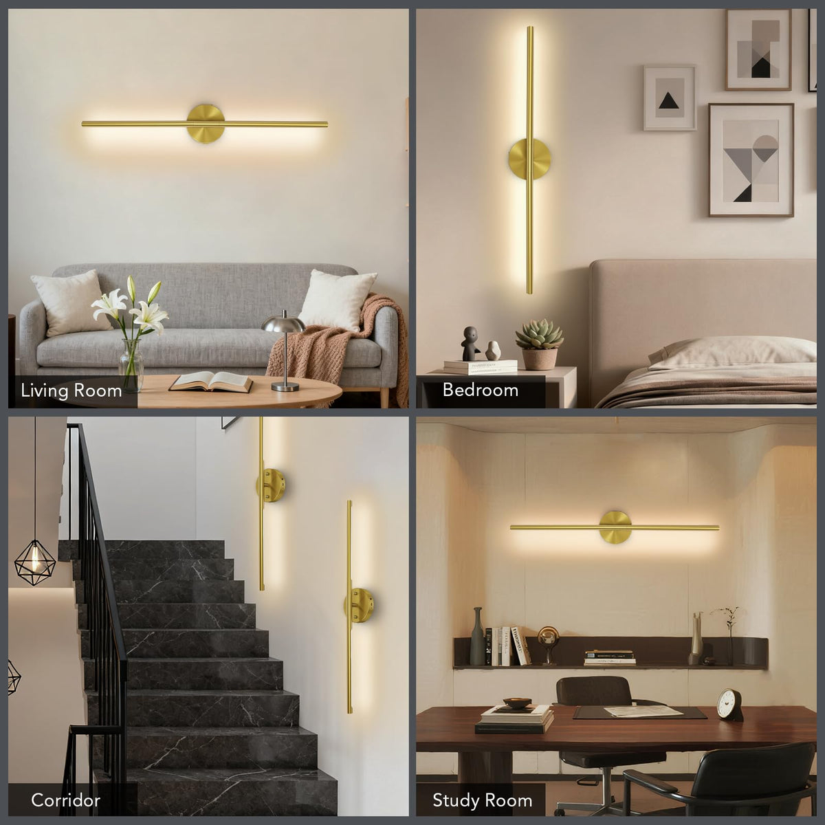 Tonyful sconce matte gold finish resists glare with premium style.