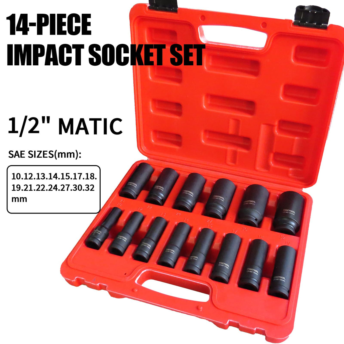 TONYNOL 12mm deep-drive socket for secure bolt engagement.