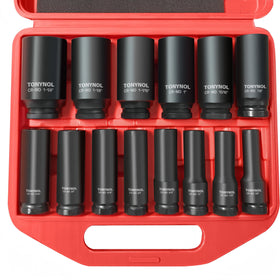 TONYNOL deep drive socket set 3-8 inch in case for versatile automotive tasks