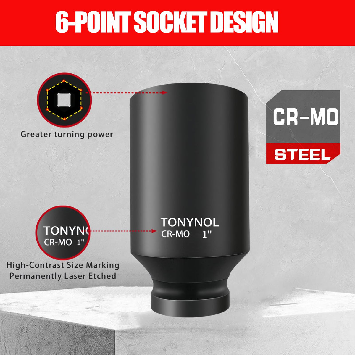 TONYNOL deep drive socket set 9-16 inch designed for high torque reliability