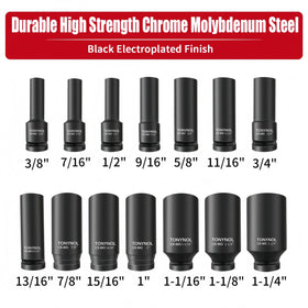 TONYNOL deep drive socket set one-half-inch with six-point grip improves torque control