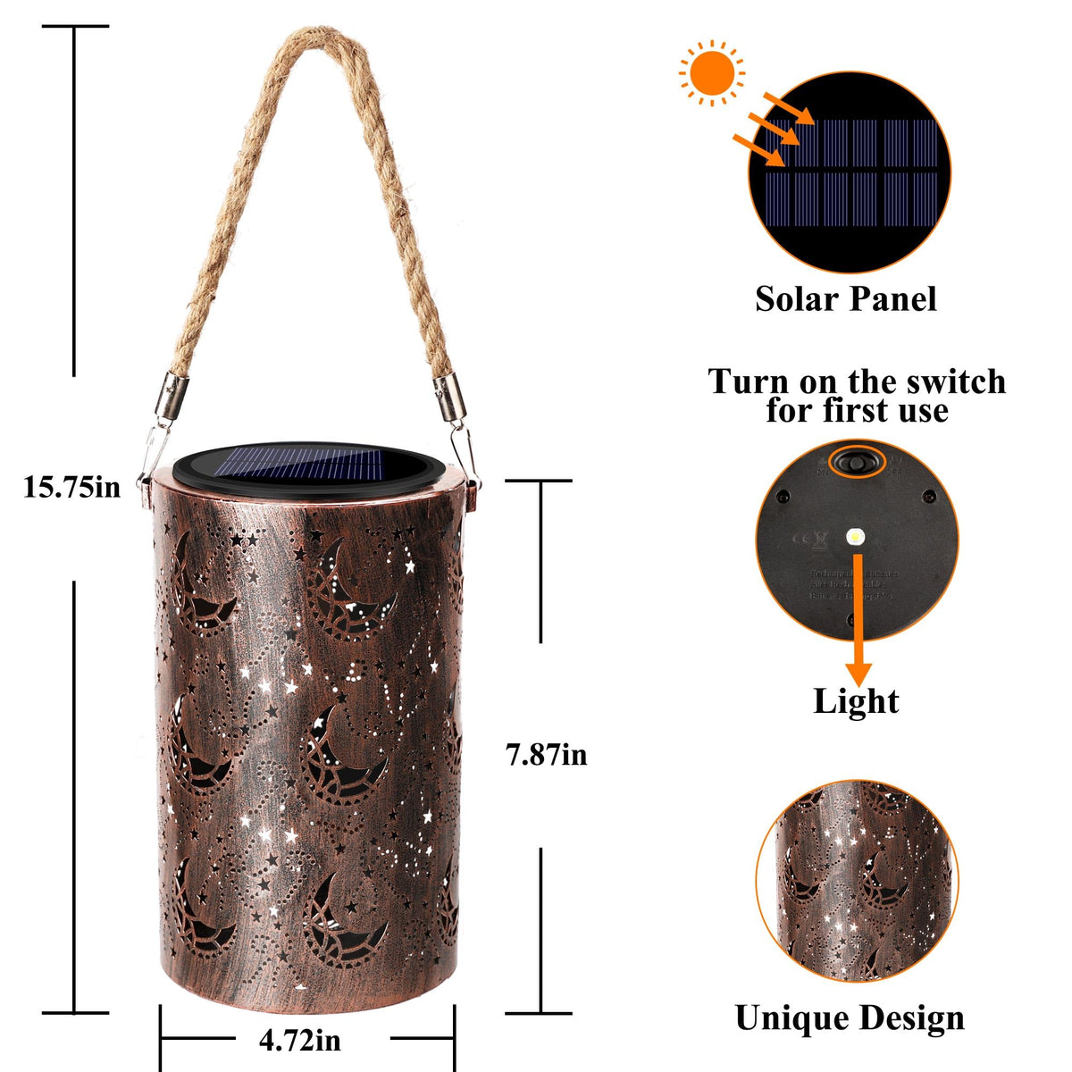 Toodour Moon-pattern Lantern adds romantic lighting for patios and yards