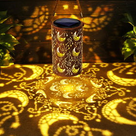 Toodour Solar Lantern moon-pattern glow enhances patio ambiance