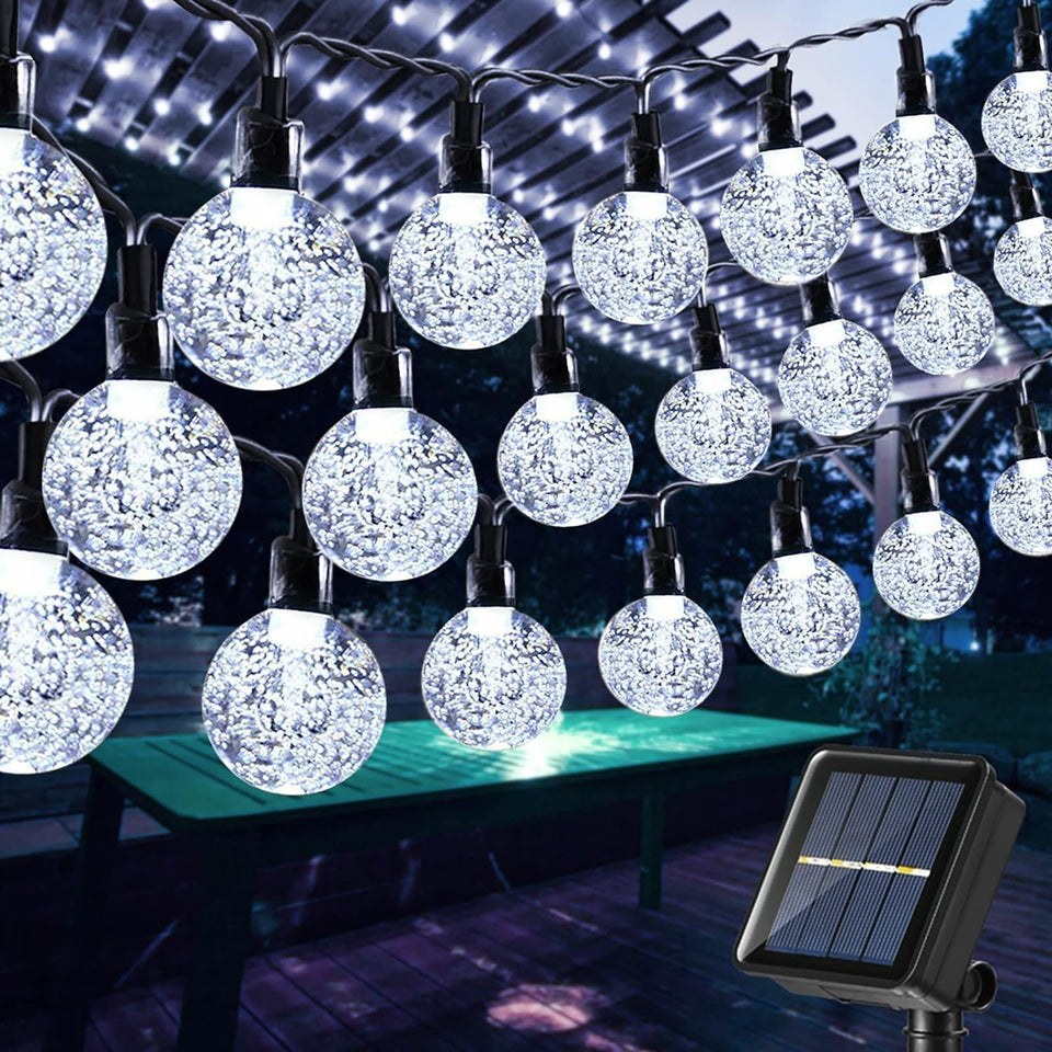 Toodour solar globe lights on wall for cozy outdoor ambiance and energy savings