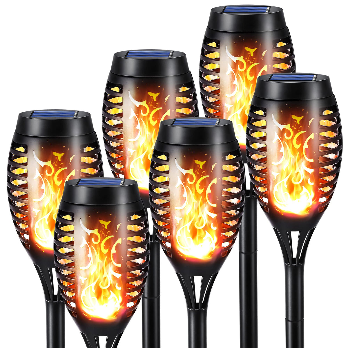 Toodour Solar Torch Flame Lights dancing flames for safe outdoor ambience