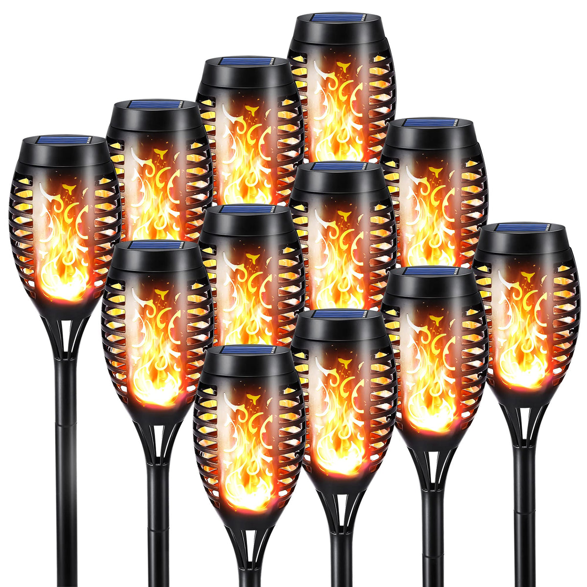 Toodour solar torch flame lights dancing flames illuminate garden paths beautifully