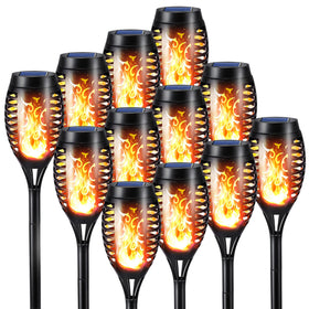 Toodour solar torch flame lights dancing flames illuminate garden paths beautifully
