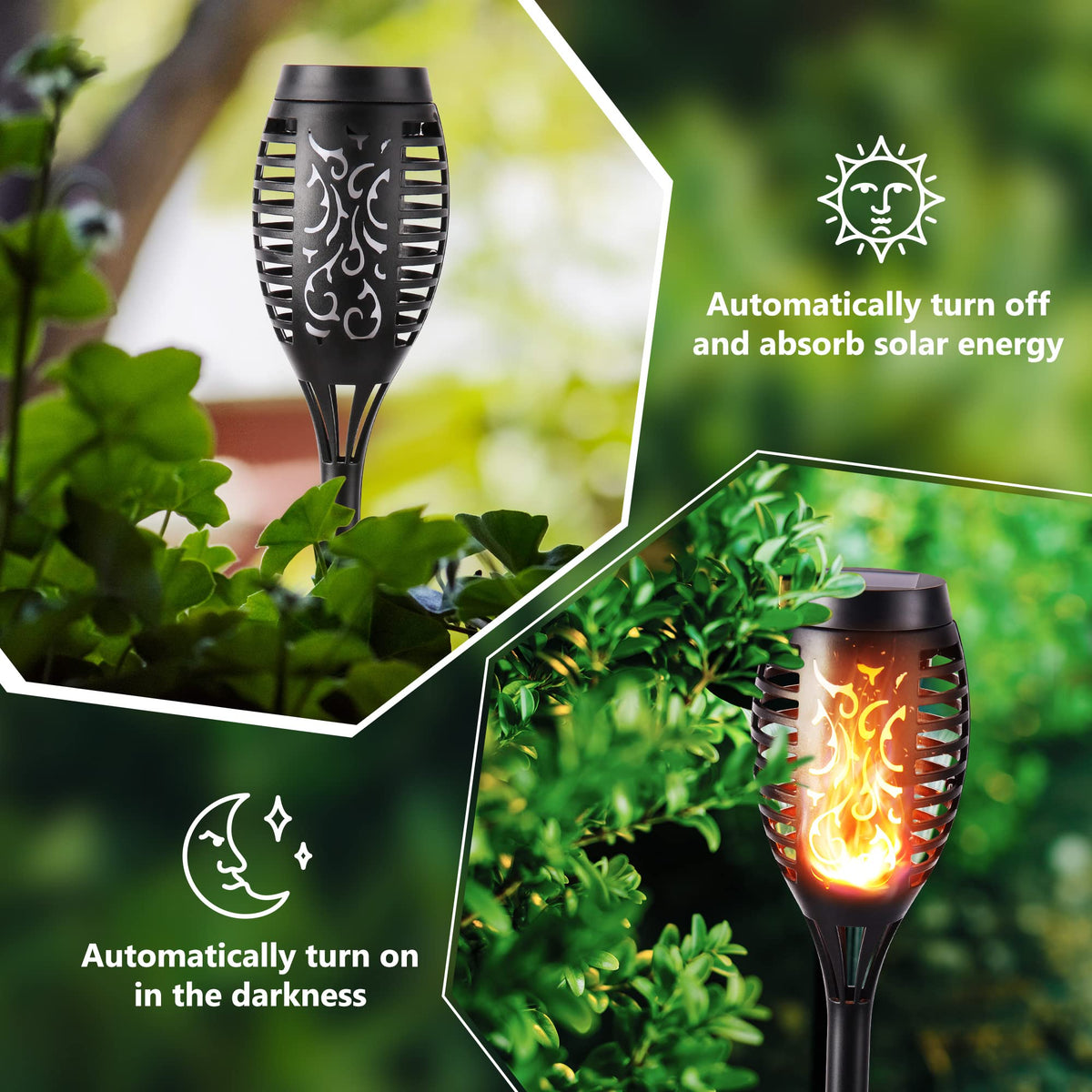 Toodour solar torch flame lights garden-pathway glow for safe outdoor ambiance
