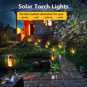 Toodour solar torch flame lights yard display for festive nights