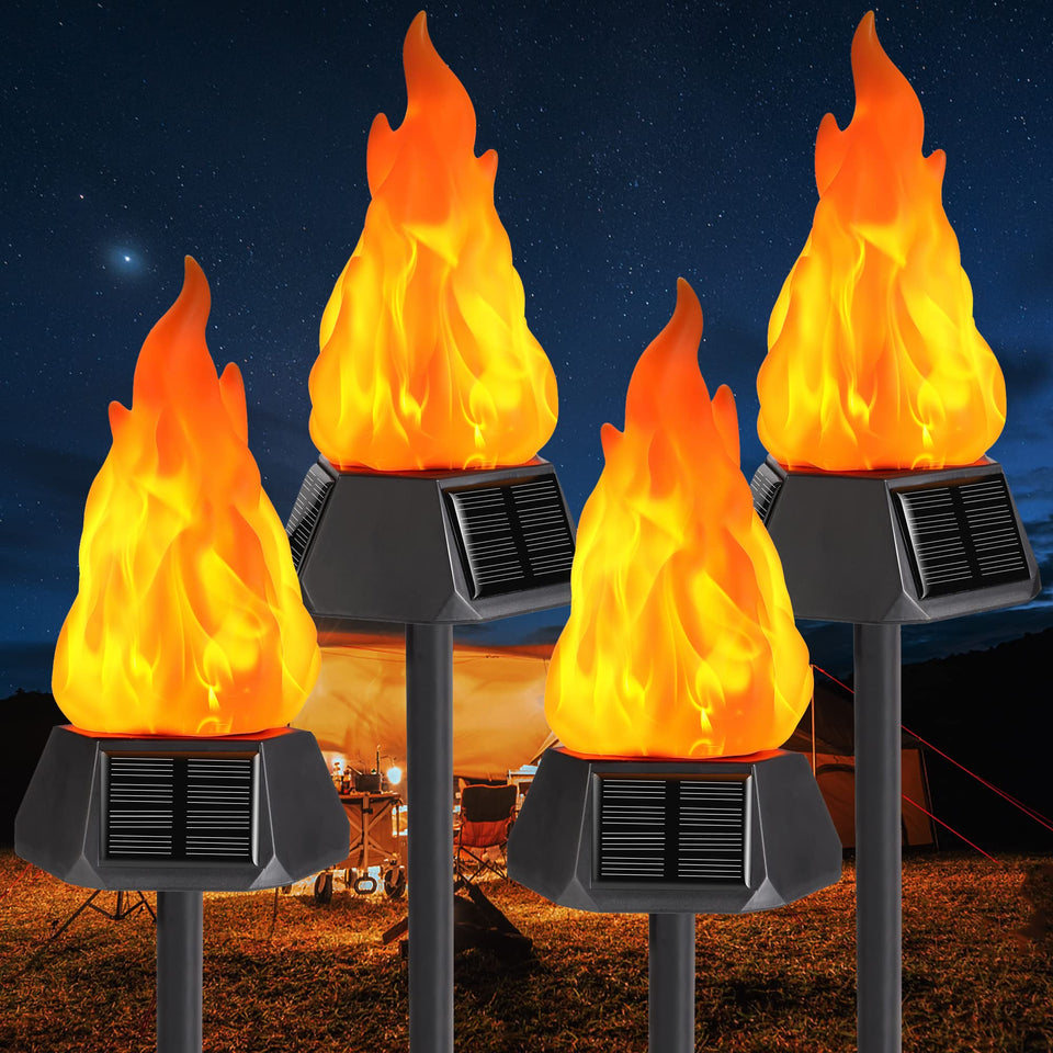 Toodour solar torch lights flicker like flames along a garden path.