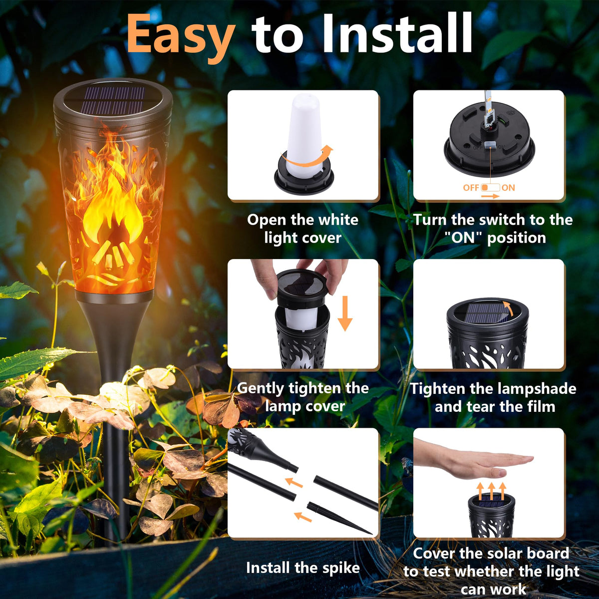 Toodour IP65 waterproof torches endure weather for year-round yard lighting.