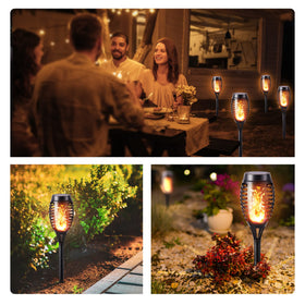 Toodour Solar Torch Flame Lights brighten patios and yards with glow