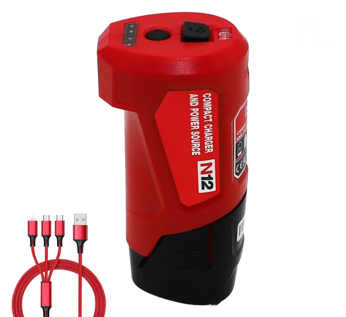 Tool Army M12 portable power adapter front view for on-site power on the go.