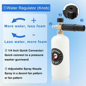 Tool Daily 1-liter foam cannon capacity supports longer cleaning sessions.